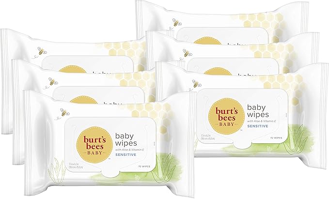Burts Bees Baby Bee Chlorine-Free Wipes, 72 Count (Pack of 6)