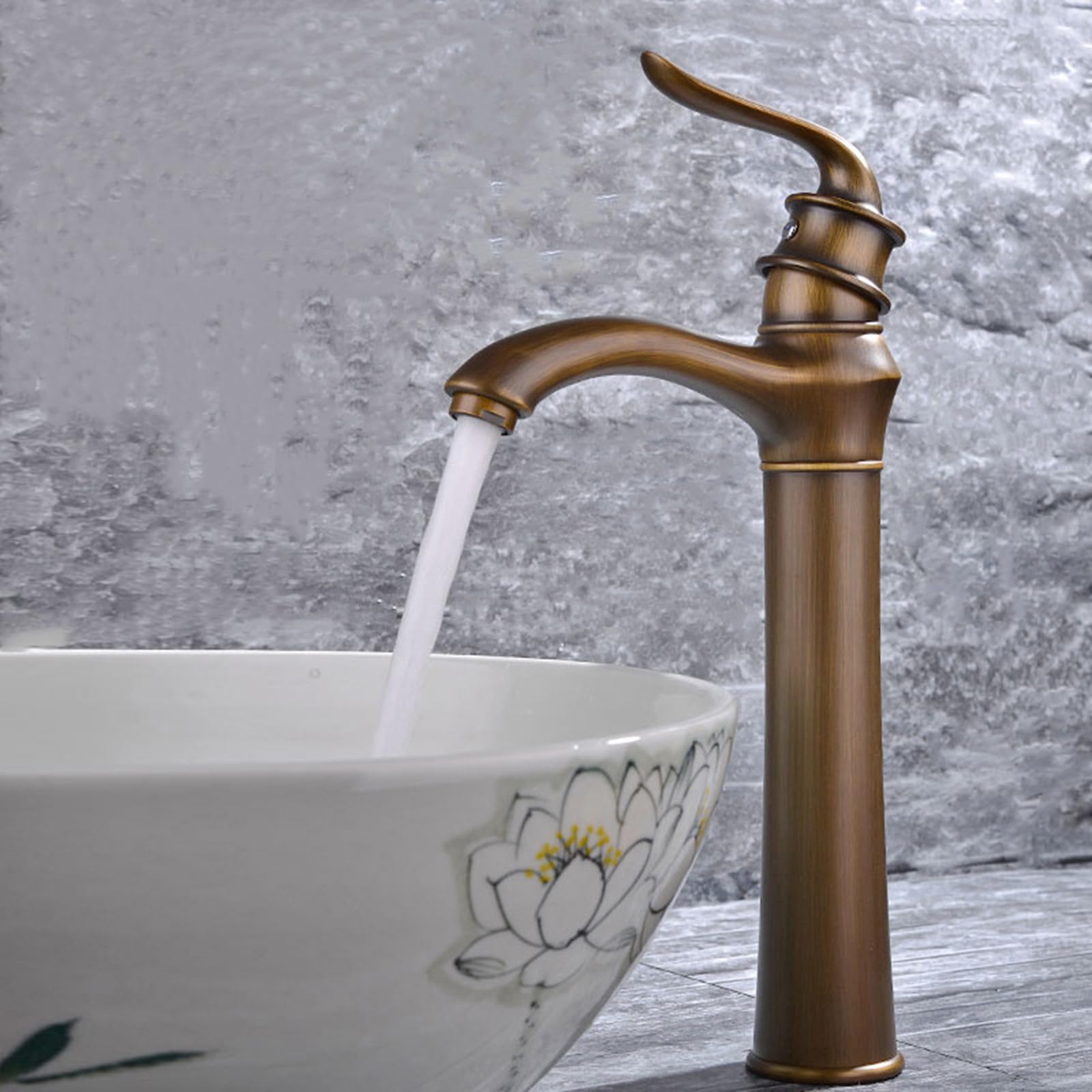 Robinet lavabo laiton antique rétro haut de gamme pour eau chaude et froide