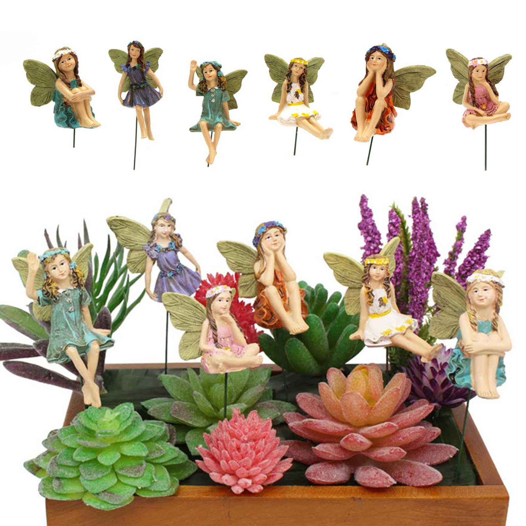 Figurines de fées de fleurs dessin animé mignon pour égayer vos plantes