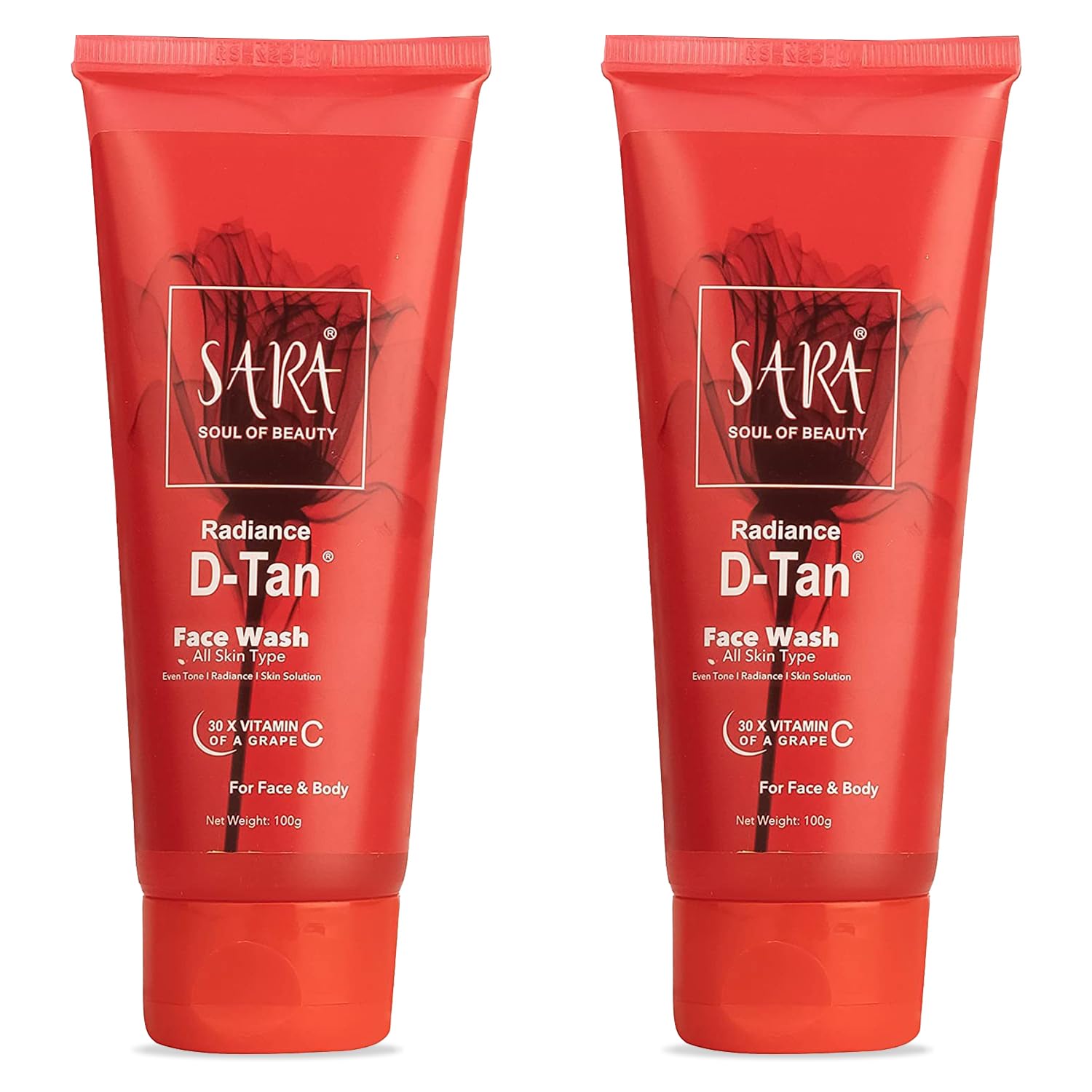 SARA SOUL OF BEAUTY Radiance D-TAN® Face Wash 100 g | Perfect for deep cleansing and fresh skin | De-tan for Men and Women | Pack of 2