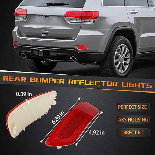 Miniatura 2 de Lámpara reflectora de parachoques trasero compatible con Jeep Grand Cherokee 2012-2018, Patriot 2013-2017, Dodge Journey 2012-2020 Reflectores de