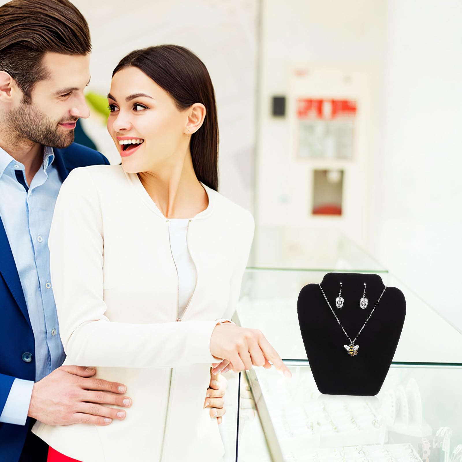 Ciieeo Expositor para Joyas Negro de Tela Aterciopelada y Cartón, Soporte Plegable para Collares y Pendientes, 18 Piezas para Tienda o Uso Doméstico