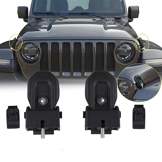 Hood Latches for 2025 2024 2023 2022 2021 2020 2019 2018 Jeep Wrangler JL Jeep Gladiator JT Anti-Theft Hood Lock Catch Latches Accessories 2Door 4Door 2pcs