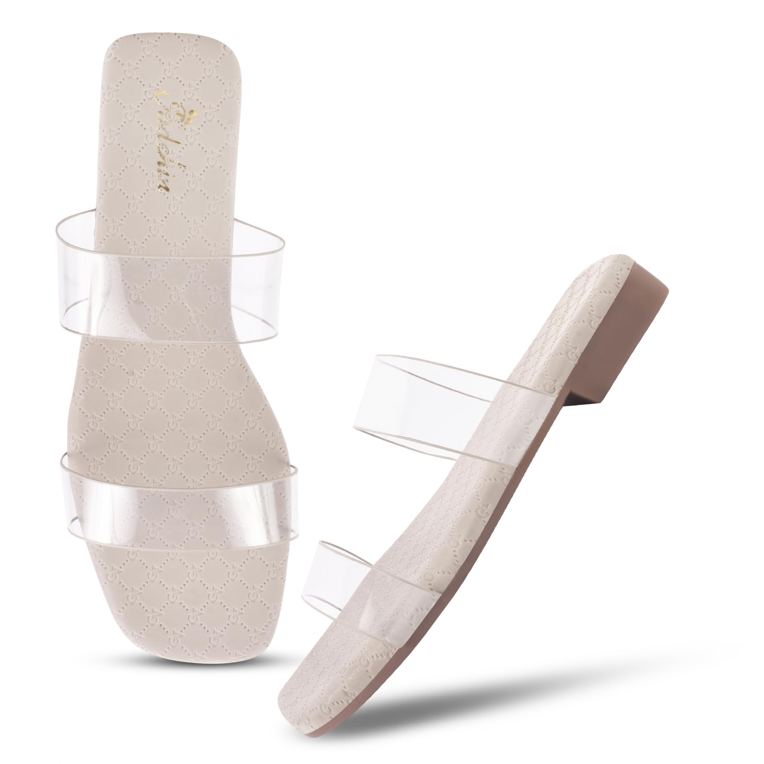 padchin Women's Transparent Square Toe Flats | Soft Stylish Double Strap Slip-On Sandals | Everyday Use Casual Summer Slippers | Comfortable Open Toe Flats for Women | Footwear-picture-10