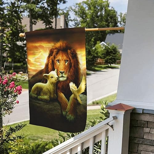 Miniatura 5 de Bandera de jardín de 28 x 40 pulgadas, diseño de león, cordero, pájaro, bandera de jardín de Navidad de doble cara, banderas decorativas para