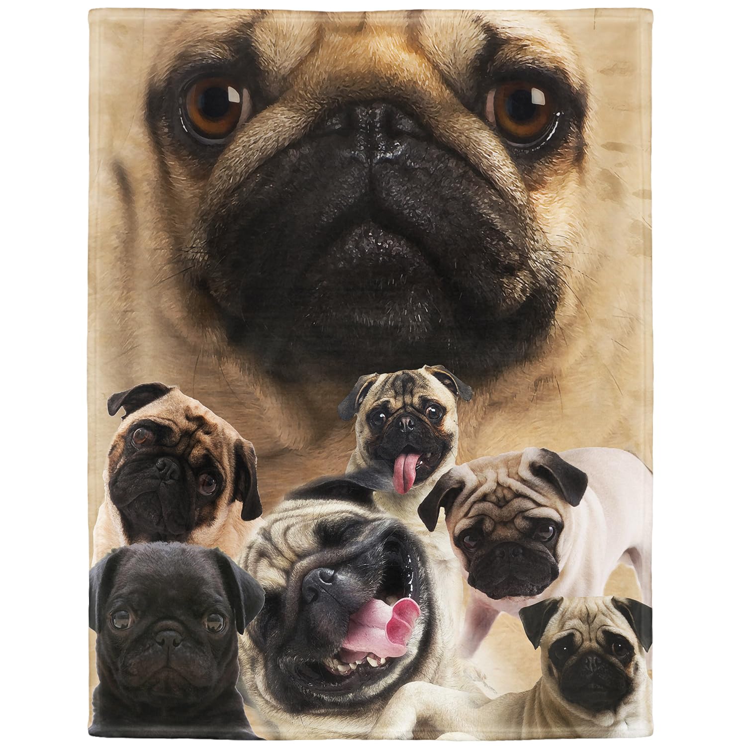 YISUMEI Blanket 150 x 200 cm Cuddly Blankets Soft Flannel Soft Fleece Blanket Bed Throw Comfortable Pug Dog
