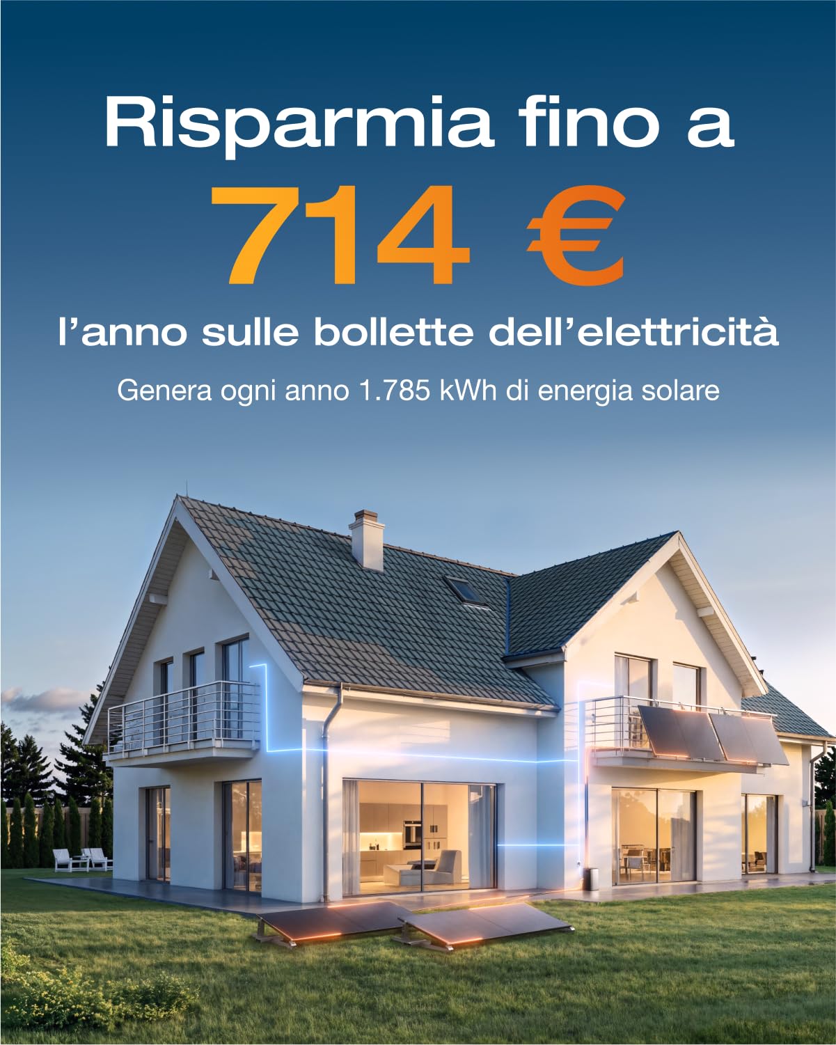 Centrale elettrica da balcone EcoFlow STREAM Max da 1,92 kWh con accumulo a batteria|ingresso solare da 1,8kW|2 MPPT|porte CA singole da 1,2kW|micro inverter|11,52 kWh espandibile|LFP da 6k cicli|AI