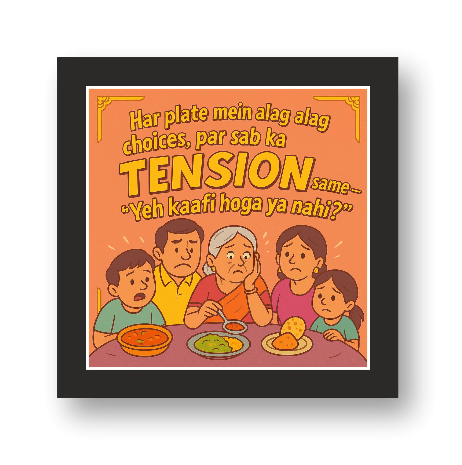 "Family Feast Follies Relatable Dining Art Set – Set of 6 – 12 in… – view 2