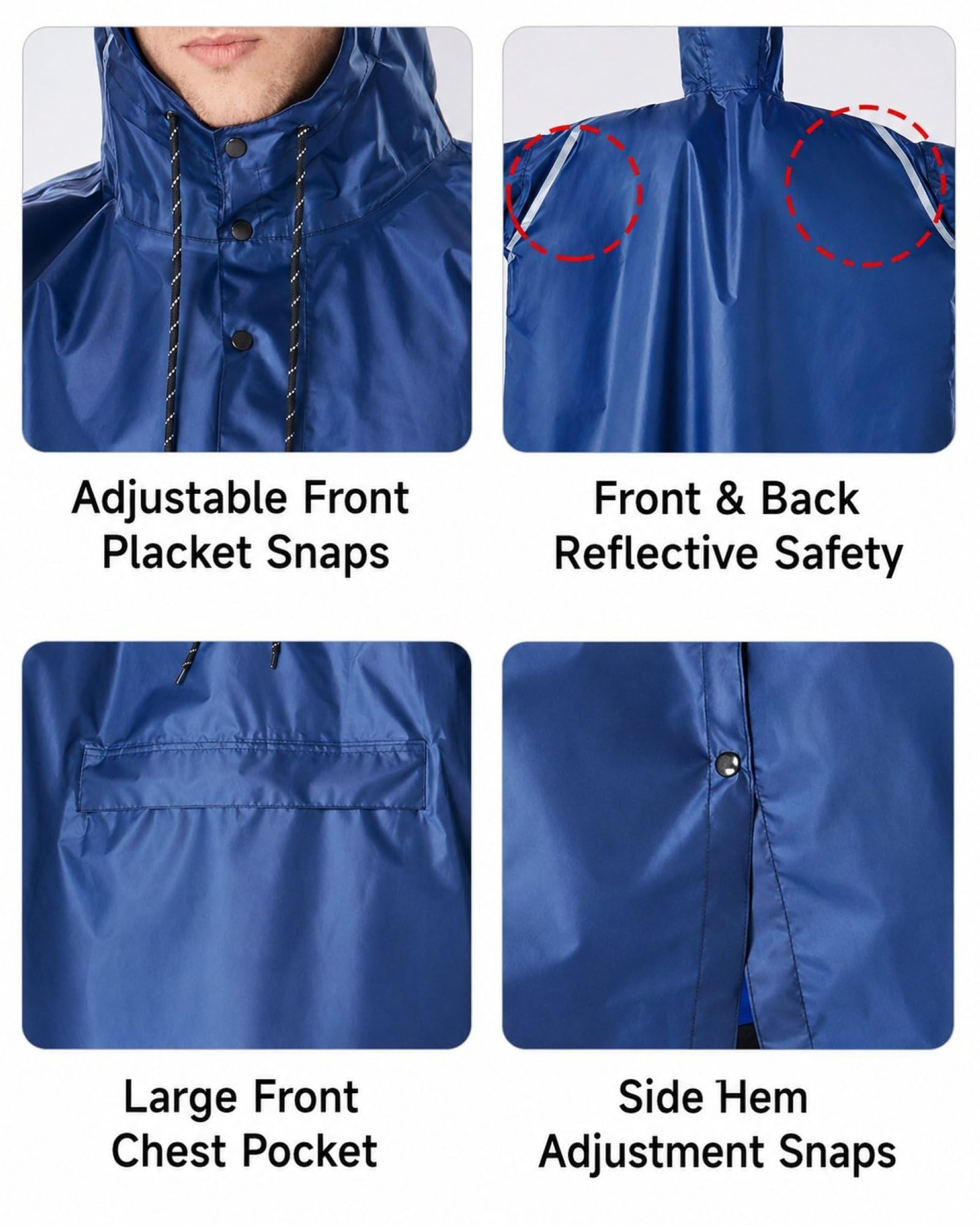 Poncho de pluie à capuche unisexe, veste de pluie longue à coupe décontractée, pliable, pour randonnée, camping et activités en plein air
