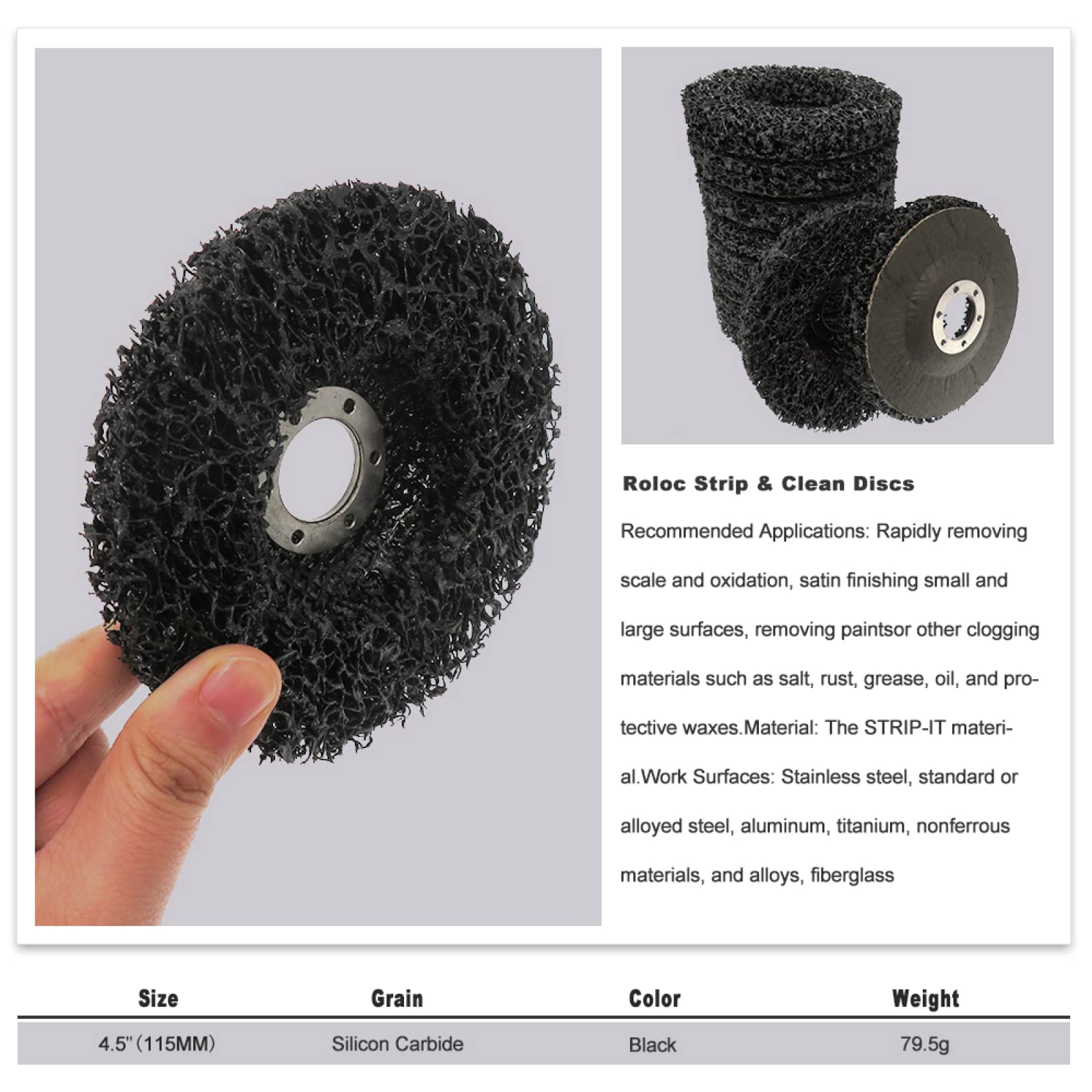 5 Uds Rueda Abrasiva Quitar Pintura 4,5 "115mm Herramienta De Limpieza De Disco De Eliminación De Pintura De Óxido Para Amoladora Angular,Negro