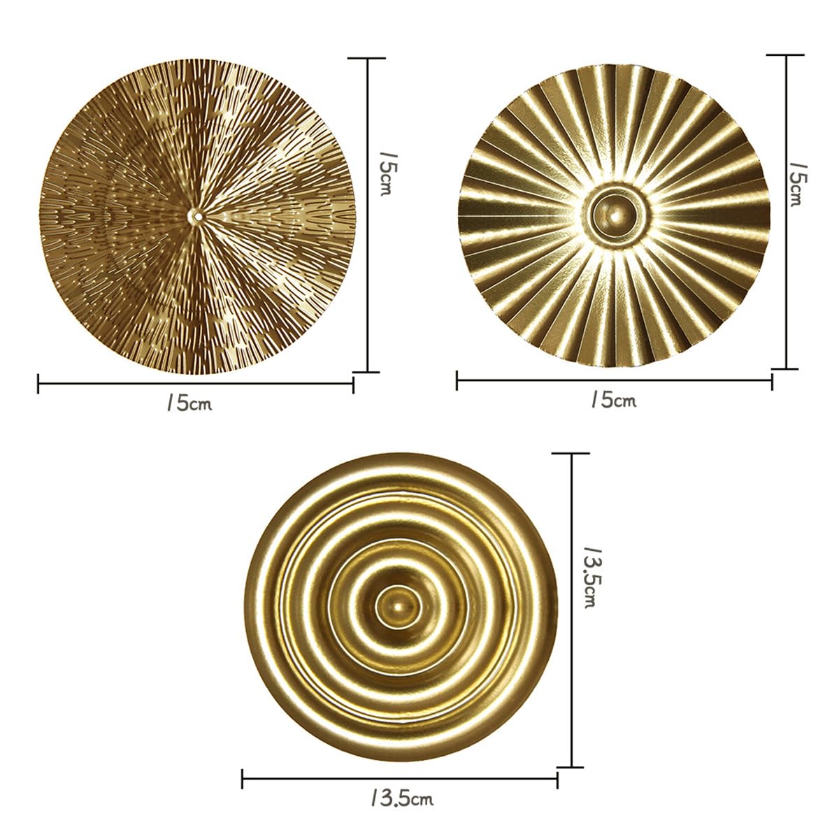 7 szt. Nowoczesny metalowy zestaw artystyczny na ścianę złota dekoracja ścienna do salonu okrągły rozbłysk słońca metalowa sztuka ścienna do eleganckiej i modnej dekoracji domu