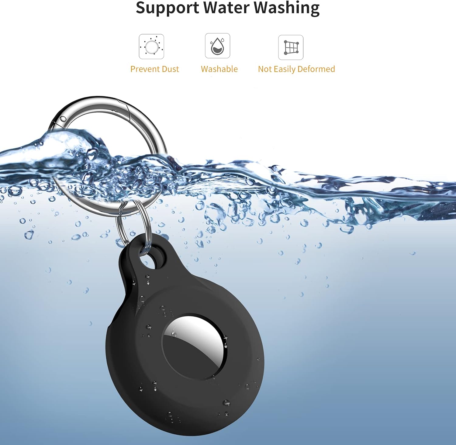 akkerds case compatible with apple airtag case 2021 1st generation 3 pack soft silicone protective holder compatible with airtag keychain loop anti