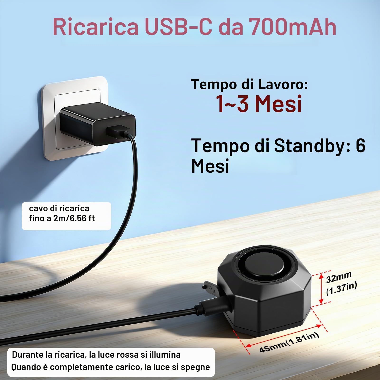 Cruxer Allarme Bici Ricarica USB per Monopattino Elettrico, Moto, Accessori Bicicletta Elettrica, Antifurto Scooter Con Telecomando, Allarme Sonoro per Porta/Finestra