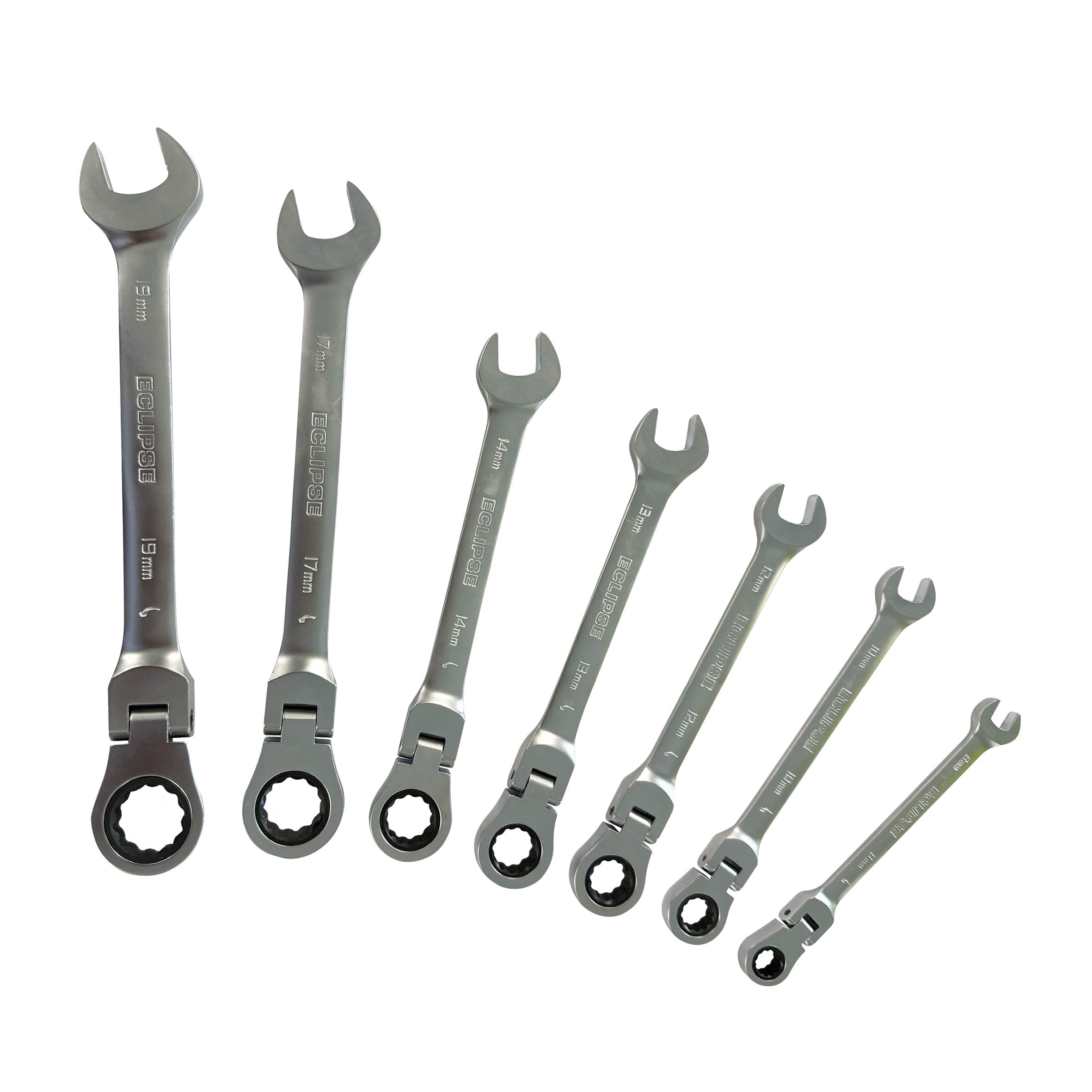 Eclipse Professional Tools ERWFLEX7PS 7 Piece Flexible Head Combination Ratchet Wrench Set, Silber