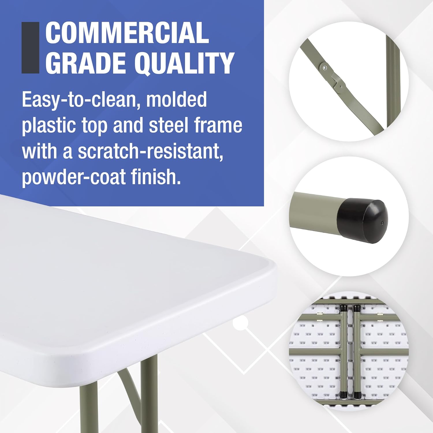 Norwood Commercial Furniture 6' Indoor/Outdoor Folding Training Table, Rectangular Blow-Molded Plastic Folding Training and Event Table, White