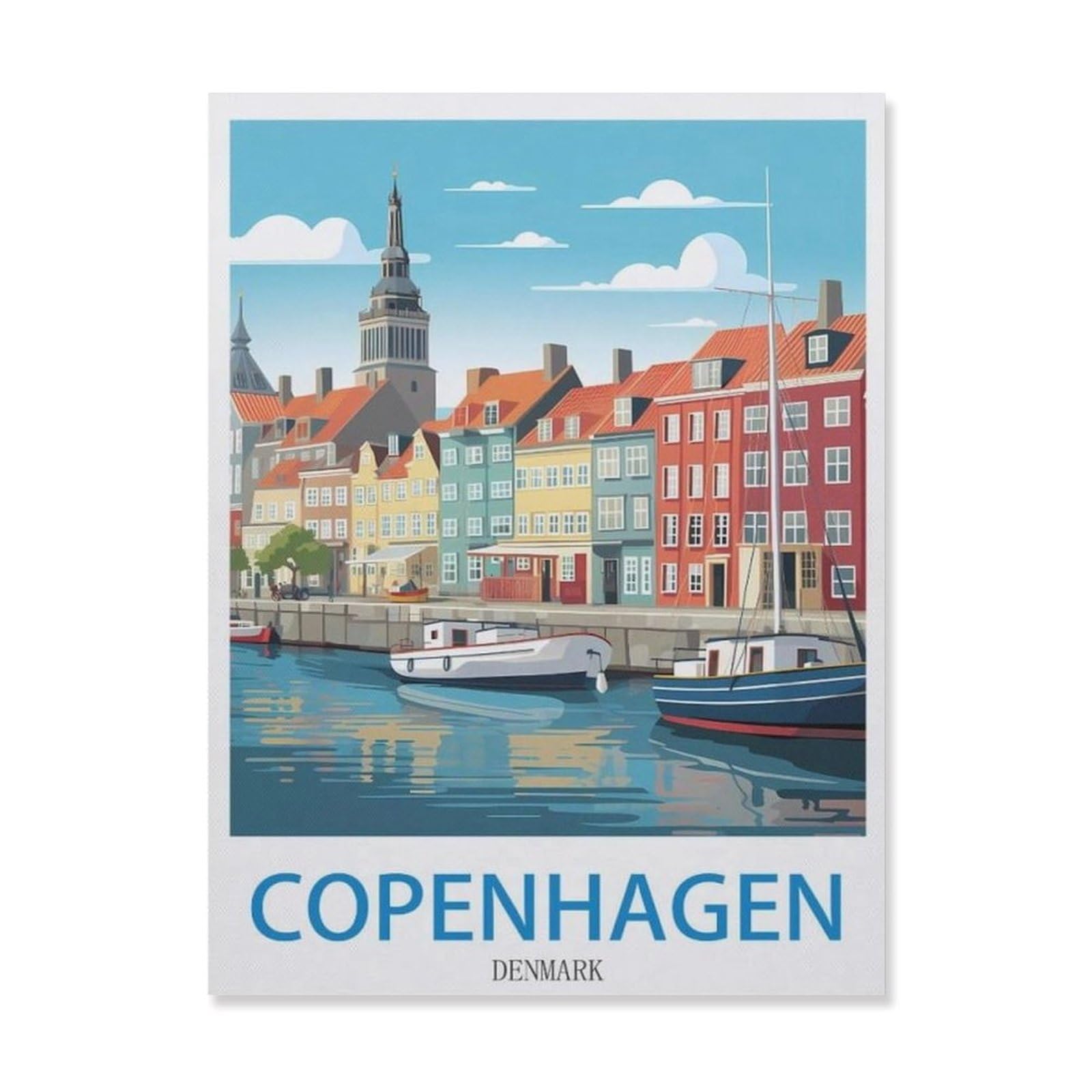 BEAYODKP Paint by Numbers for Adults Beginner，Copenhagen Denmark，DIY Oil Painting Kit on Canvas with Paintbrushes and Acrylic Pigment, Arts Craft for Home Wall Decor(40x50cm) 15.7x19.6 inches-EH19