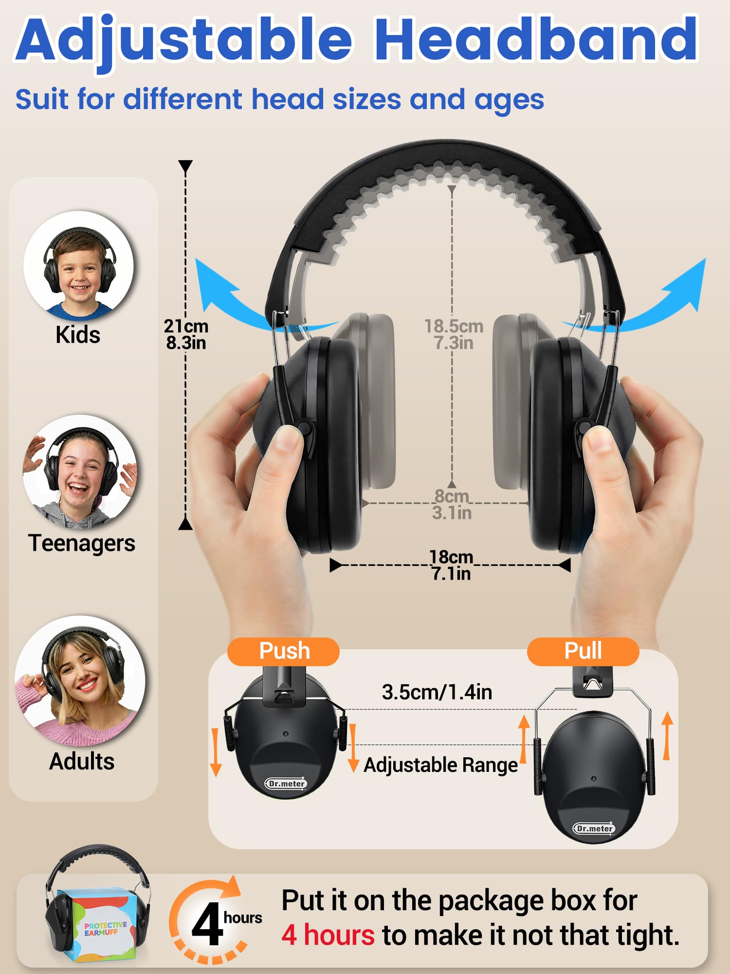 Dr.meter Noise Cancelling Headphones for Kids, EM100 Protective Ear Muffs view 5