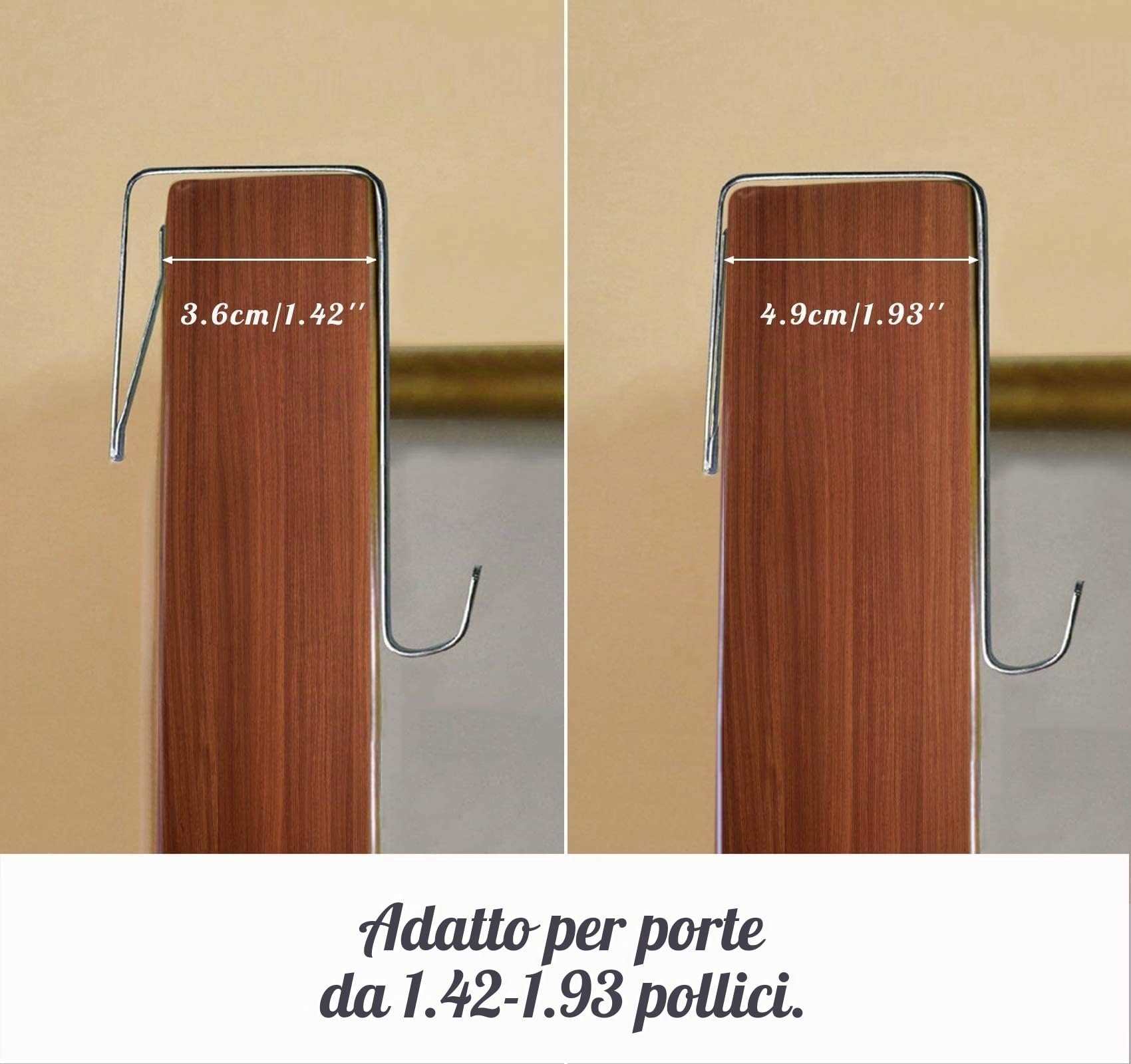 Ganci regolabili sopra la porta 10 cm Argento