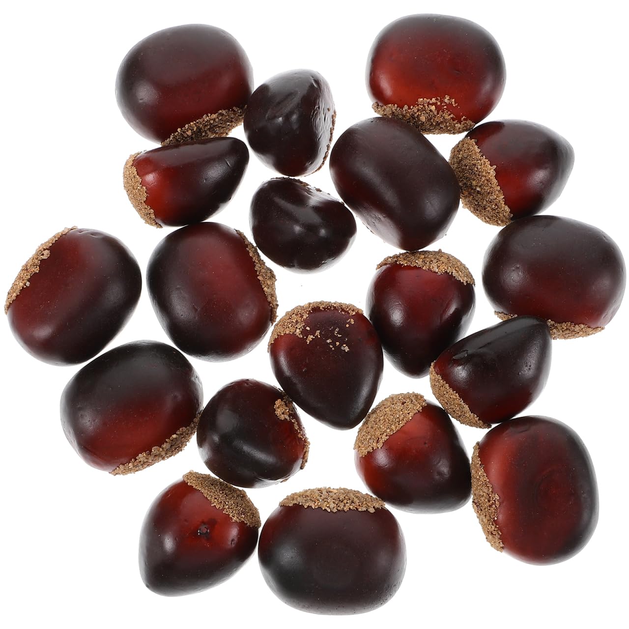 LRXIYODE 20Pcs Simulated Chestnut Nuts Brown Synthetic Material Realistic Home Party Festival Decoration Photography Props 1.18X0.98X0.98 Inch