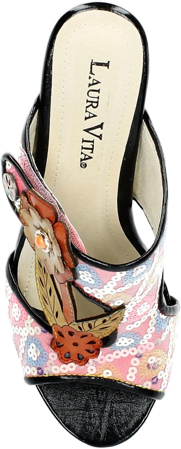 LAURA VITA Mules Cuir Femme Nino 124 – Escarpins Ouverts Talon 8 Cm, Confort & Élégance, Cuir Véritable