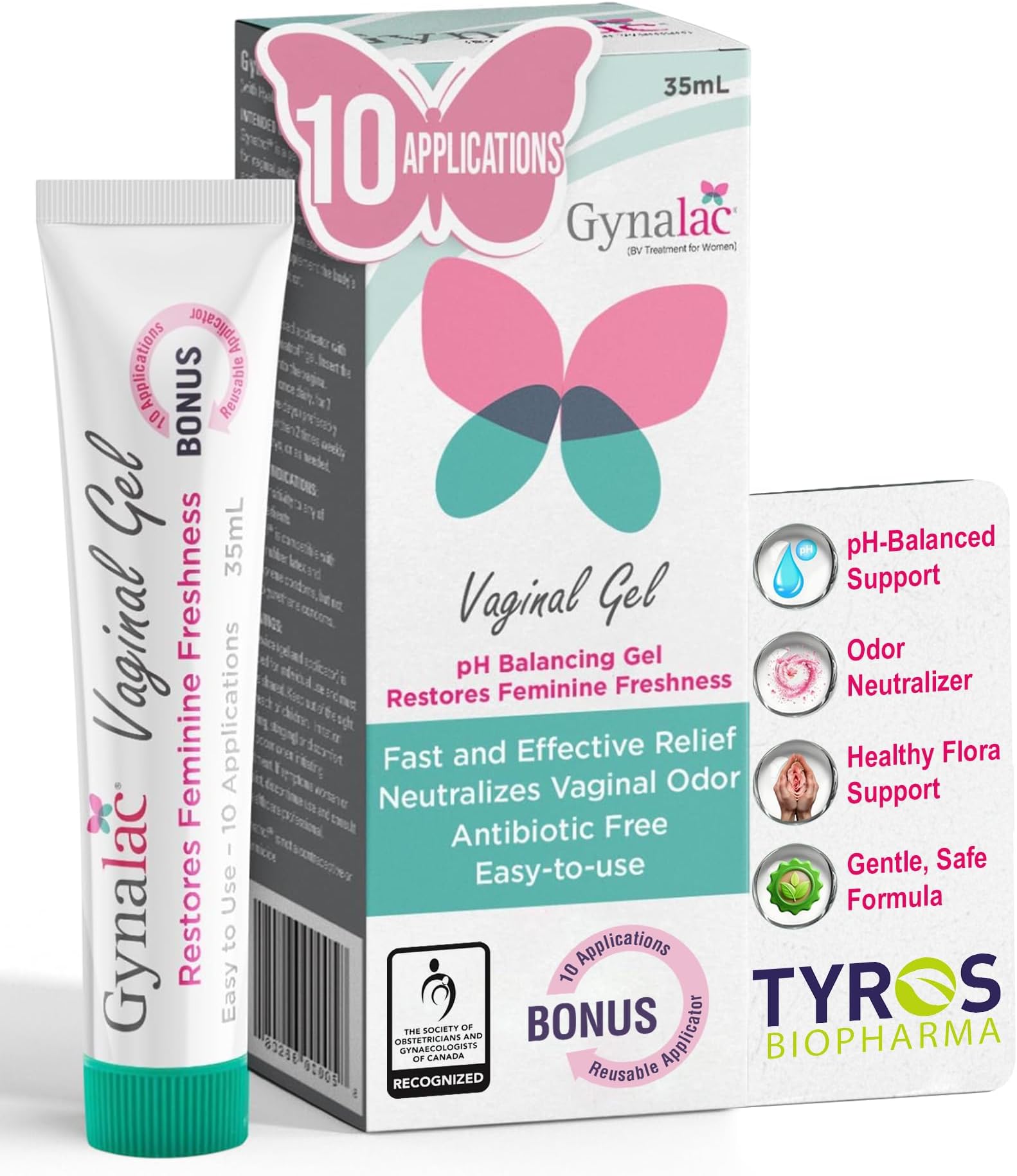Gynalac Vaginal Odor Neutralizing Gel for Women – pH-balance Dual-Action Form...