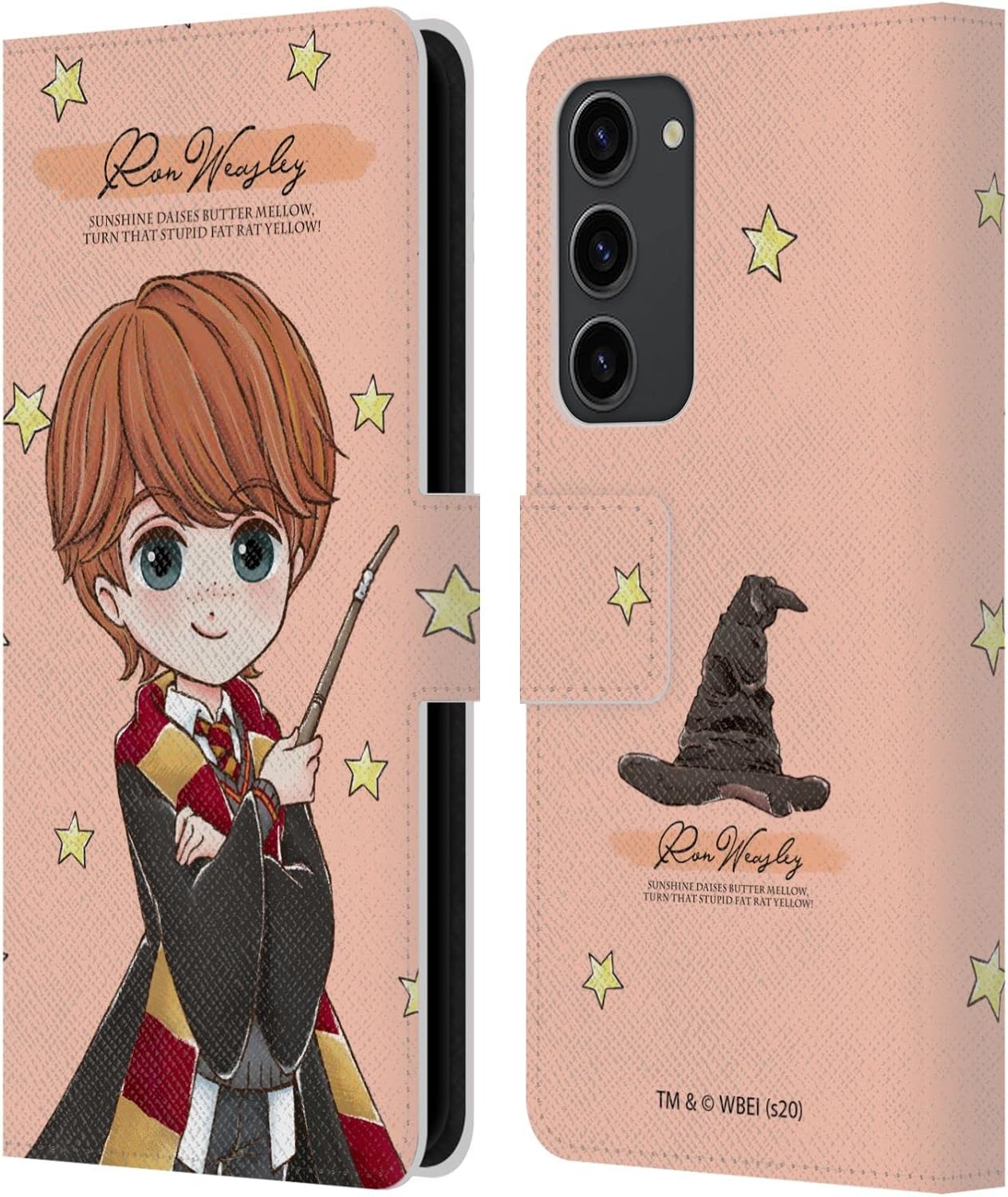 Head Case Designs Officially Licensed Harry Potter Ron Weasley Deathly Hallows XXXVII Leather Wallet Case Compatible with Samsung Galaxy S23+ 5G