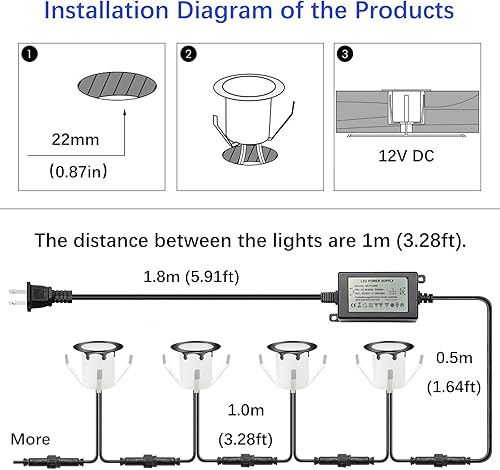 Miniatura 5 de CHNXU Kits de luces LED para exteriores con fotocélula, 1.18 pulgadas, blanco cálido, paquete de 20 unidades, color negro, bajo voltaje, 12 voltios,