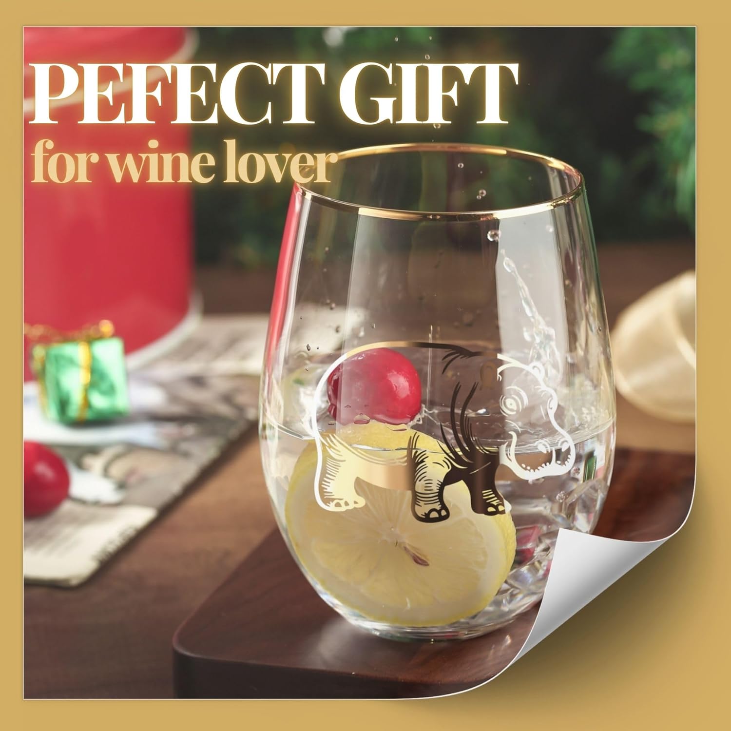 Onebttl Hippopotamus Gifts for Women, Hippo Themed Christmas Birthday Gifts for Hippo Lover, 18oz Stemless Wine Glass with Message Card - Image 6