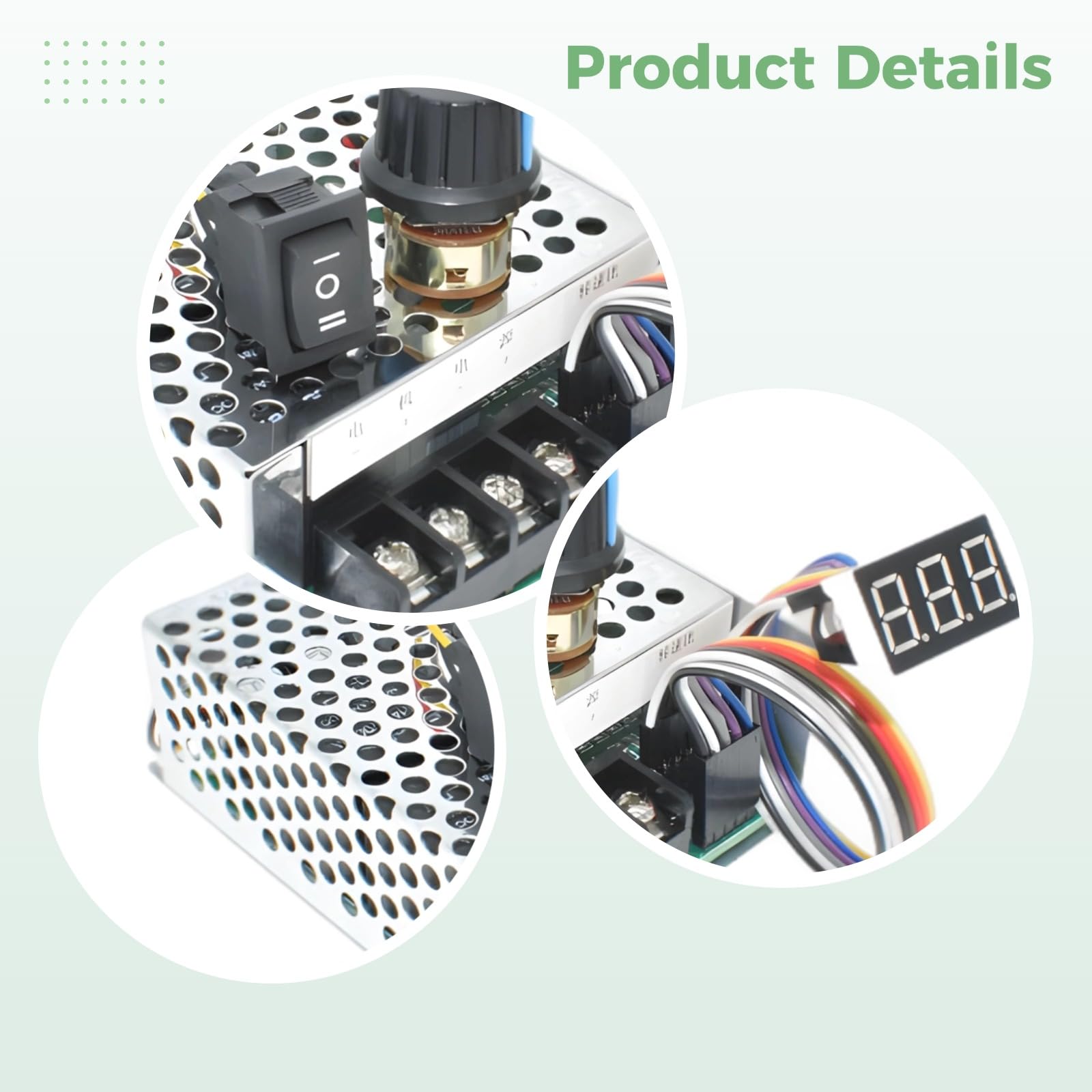 Motorregler 10-55 V DC, 60 A PWM Motordrehzahlregler mit Digitalanzeige, CW/CCW-Umschalter, einstellbarer Drehzahlregler, Metallschale, 11 x 7,8 x 3,8 cm