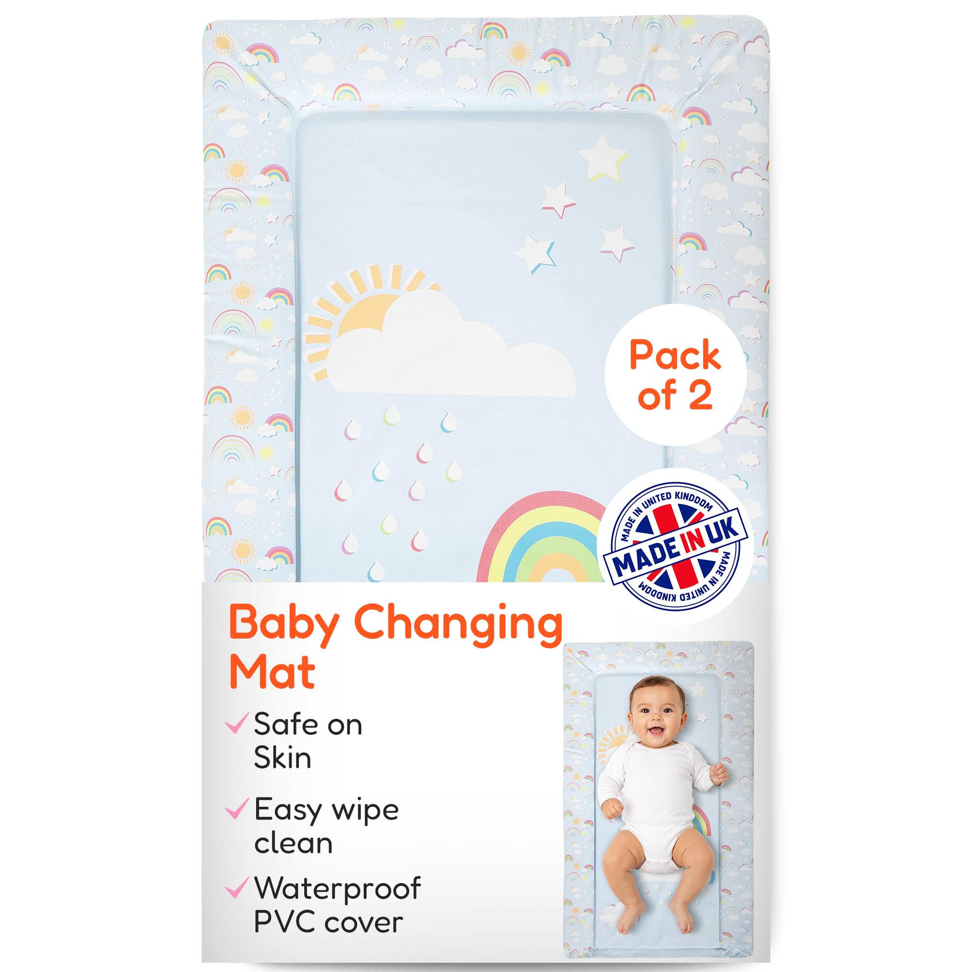 Baby Changing Mat - Extra Thick & Durable - 76x45cm, 2 Pack
