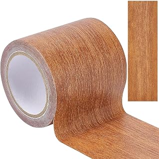 GORGECRAFT 2.2 Inch x 15Ft Wood Textured Adhesive Repair Tape Self Adhesive Patch Realistic Wood Grain Repair Tape High-Adhesive Repair Tape Simulation for Desk Chair Door Furniture(Sienna)