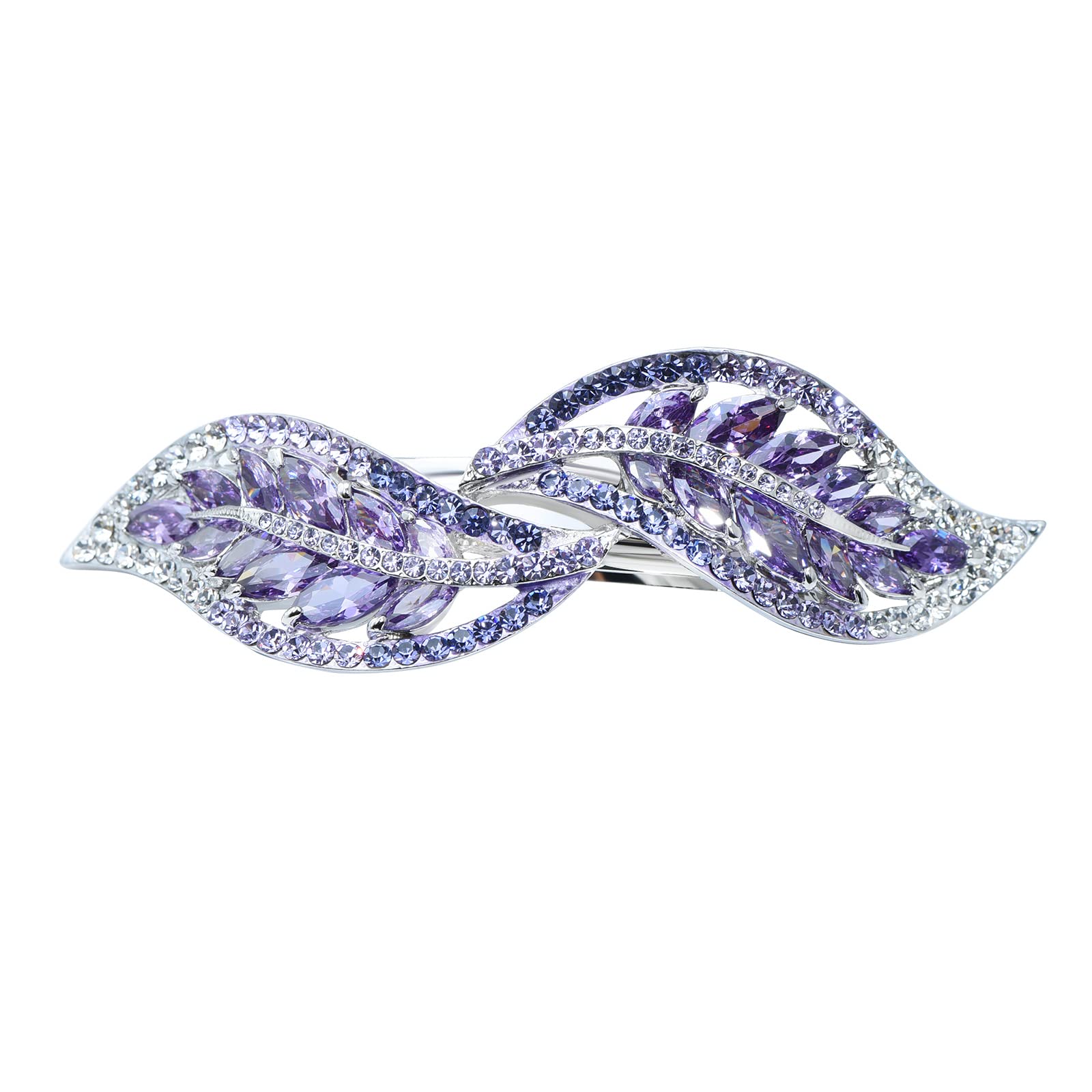 Elegante fermaglio per capelli con fiocco in cristallo, con fiocco francese, con fiocco e fiocco e fiore, accessorio per capelli per donne e ragazze (foglia viola)