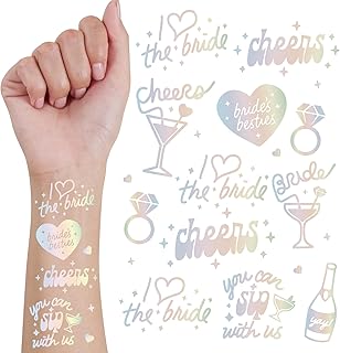 Wedding Cheers Bachelorette Temporary Tattoos - 80+ Glitter Styles Bach Party Decoration, Bridesmaid Favor, Bride to Be Gift, Bridal Shower Supplies