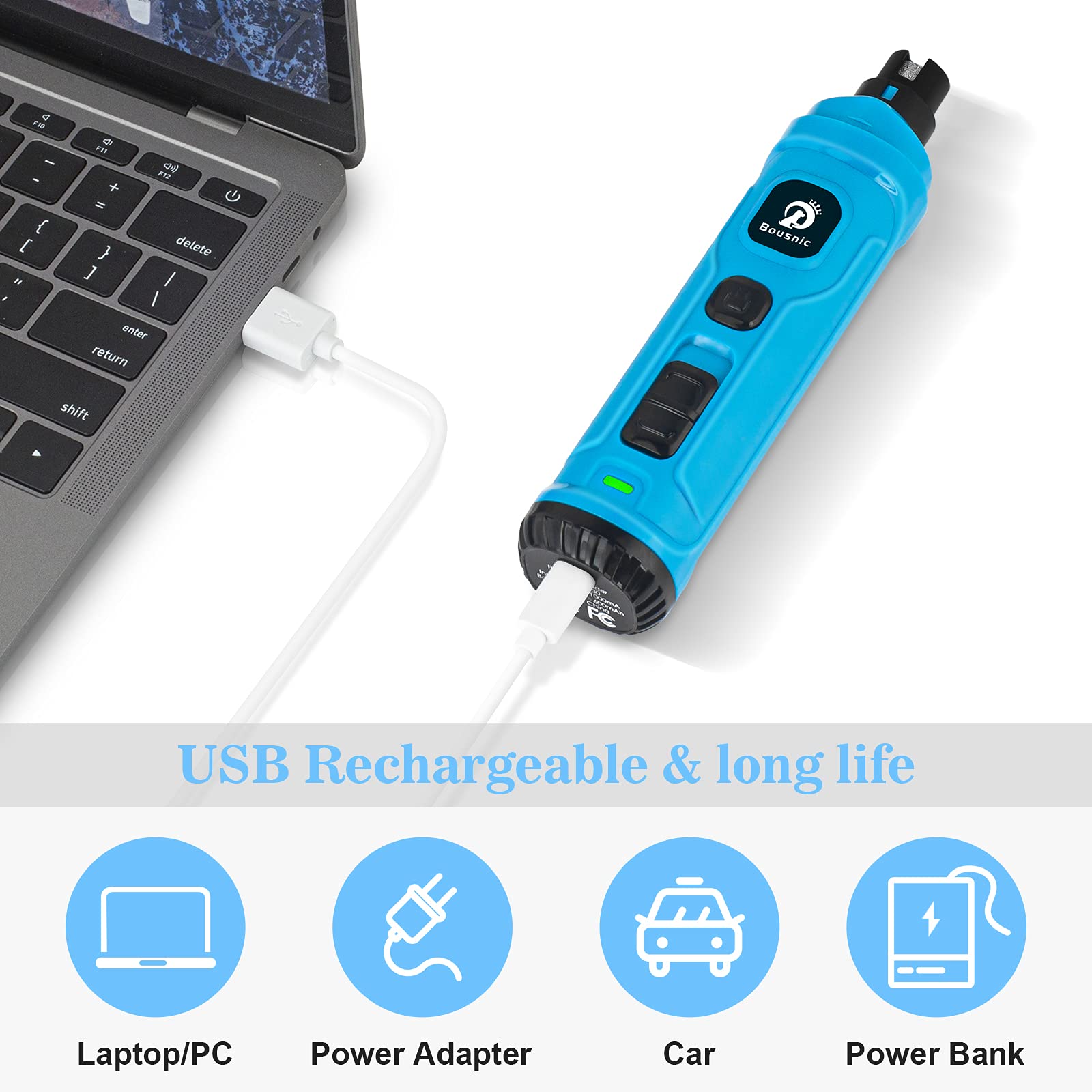 BOUSNIC Dog Nail Grinder with 2 LED Light - Super Quiet Pet Nail Grinder Powerful 2-Speed Electric Dog Nail Trimmer File Toenail Grinder for Puppy Small Medium Large Breed Dogs & Cats (Blue) - image 6