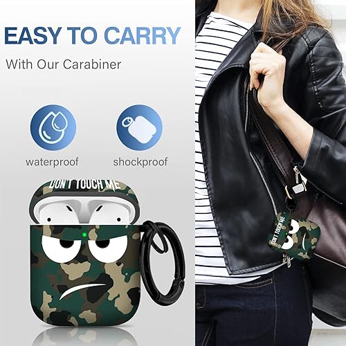 Miniatura 4 de Funda para Airpods, Don't Touch Me for Airpods Cover con llavero suave y linda funda a prueba de golpes para mujeres y hombres, compatible con funda
