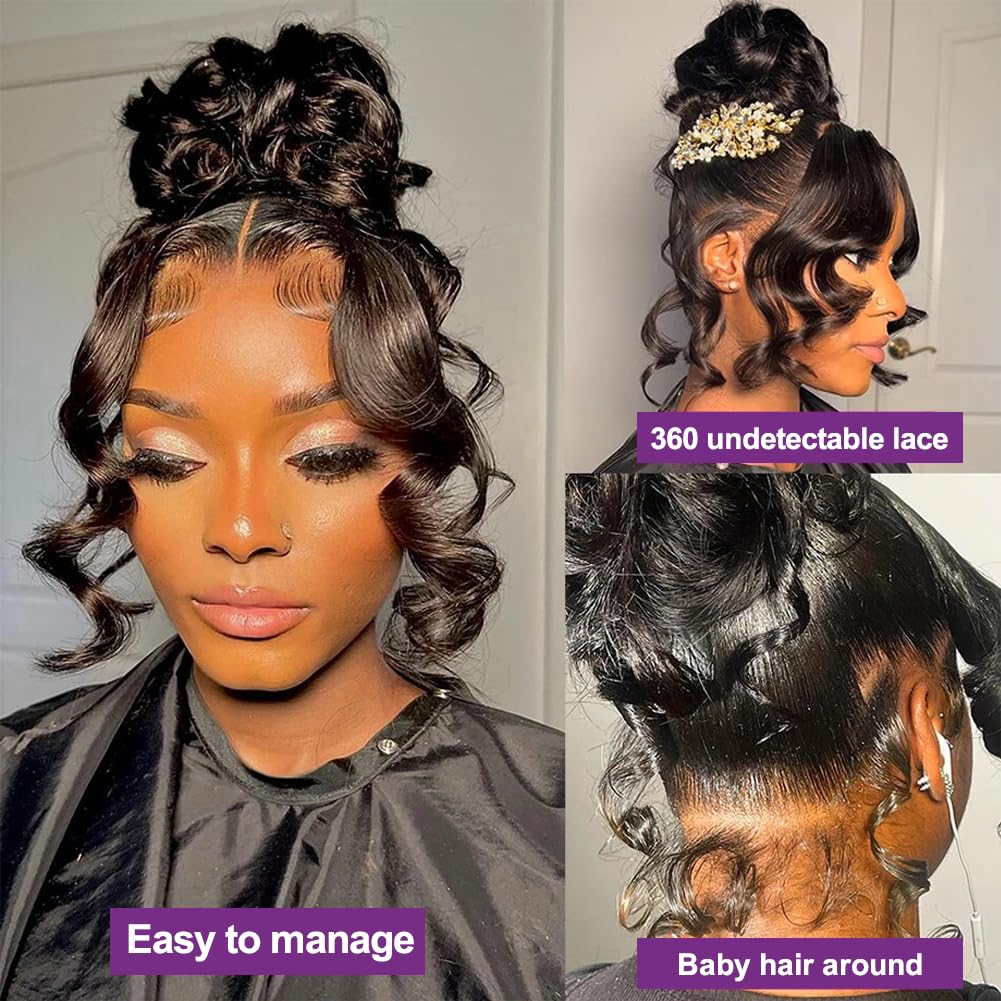 Amazon.com : 26 Inch Lace Front Wigs Human Hair Pre Plucked  display picture 1