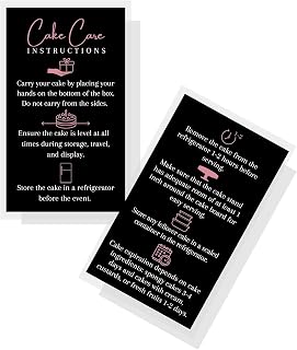 Cake Care Instruction Card | 50 Pack 2x3.5" Inch Cards | How to Properly Carry and Store Your Cake | Cake Makers Bakers Bakery Supplies Cards To Go With Cakes