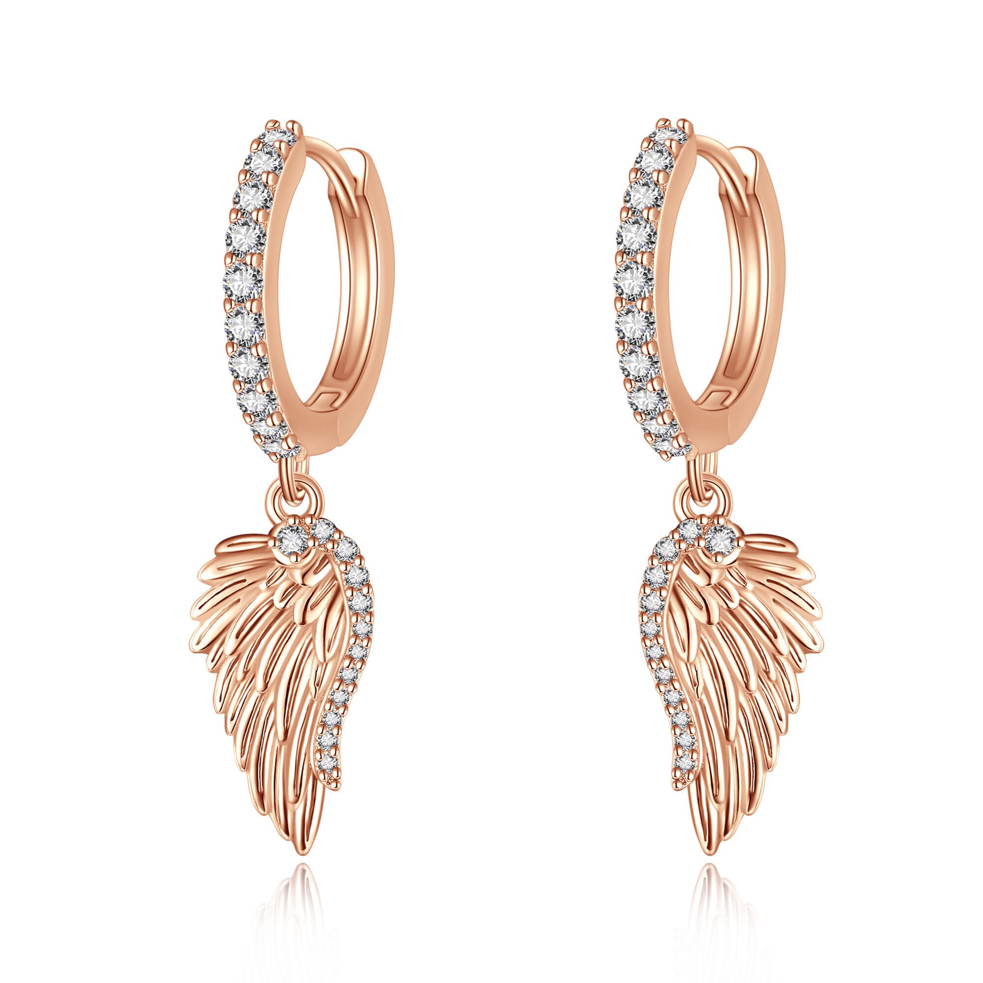 Engelsflügel Ohrringe S925 Sterlingsilber Engelsflügel Baumelnde Creolen Flügel Schmuck Geschenke Für Frauen