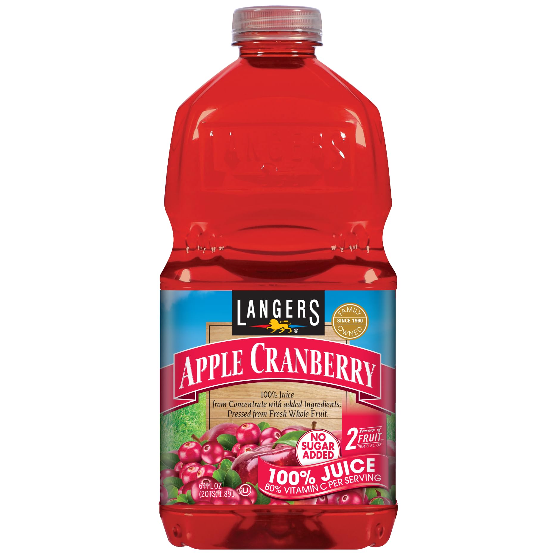 Langers 100% Juice with Vitamin C, Apple Cranberry, 64 Fl Oz (Pack of 8)
