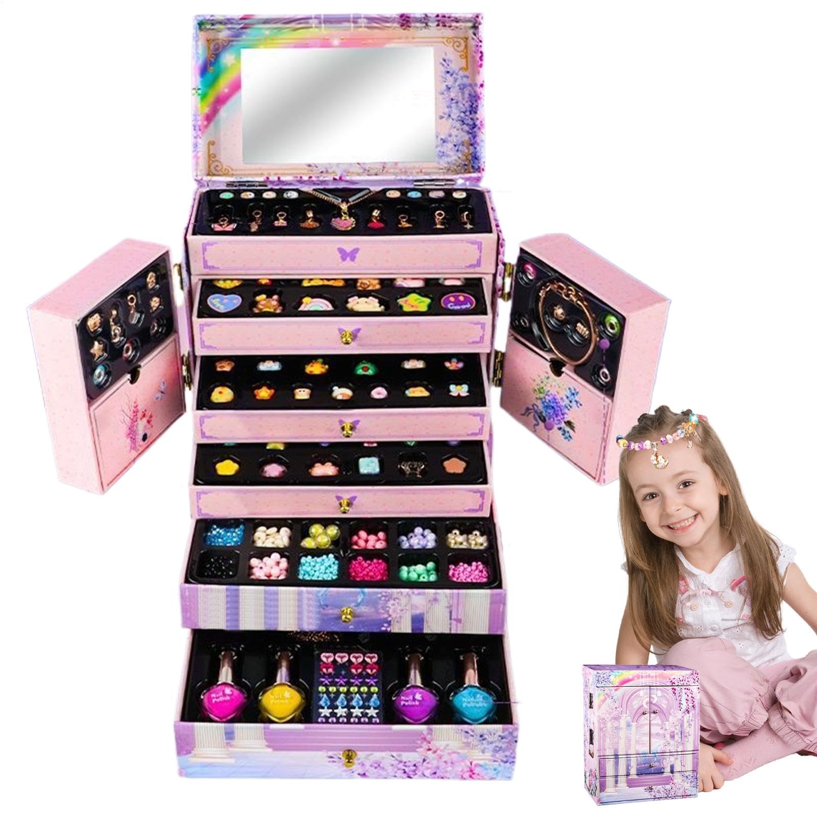 WJnflQN Schmuck Basteln Set für Kinder Elegantes interaktives Lern- und | Kinder Schmuck Armband Herstellungsset für Zuhause Schule Unterricht Picknick Spiel Kindergeburtstag