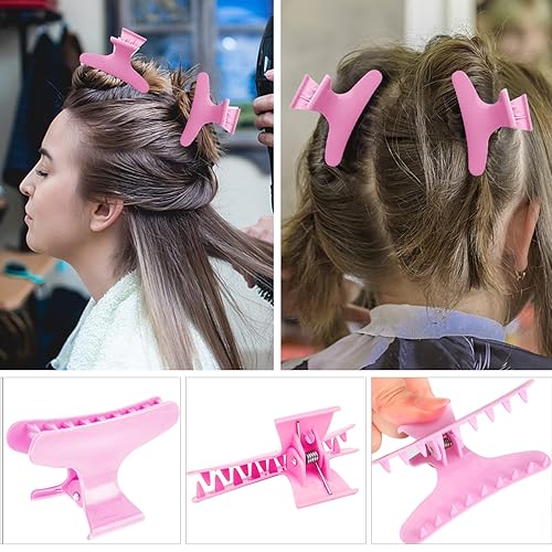 Vista 40 de Pinzas para el cabello para seccionar, paquete de 12 pinzas de mariposa negras y blancas, pinzas para el cabello Pro Salon para peinar, seccionar