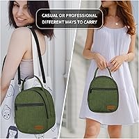 Vista 3 de Joymee Lonchera aislada para mujeres y hombres, bolsa enfriadora reutilizable para adultos, linda bolsa organizadora con bolsillo frontal con Verde