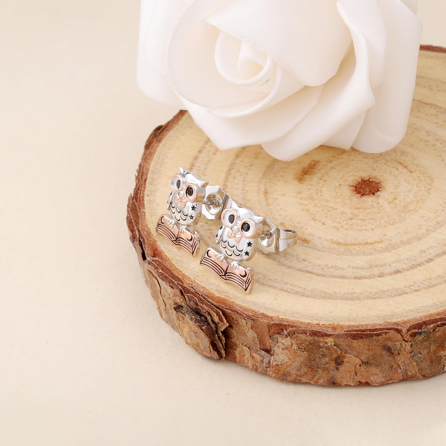 Owl Stud Earrings for Women: Silver Owl Earrings Hypoallergenic Cute Animal Jewelry Gift for Lover Mothers Daughter Christmas Halloween Valentine