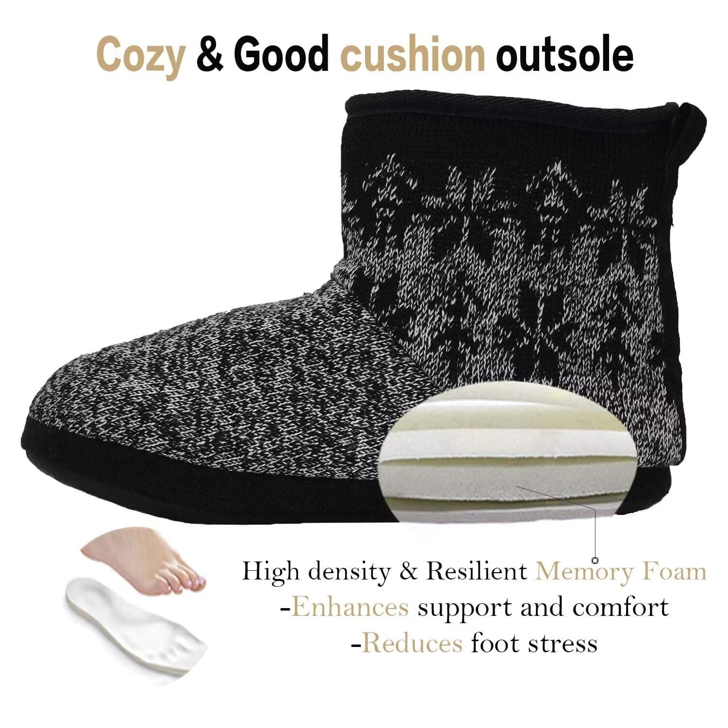 KuaiLu Pantofole Stivaletto Uomo Invernali Chiuse a Maglia Stitch Memory Foam Ciabatte Stivaletti Comode Calde Pelose Peluche Lana Cotta Antiscivolo Scarpe da Casa