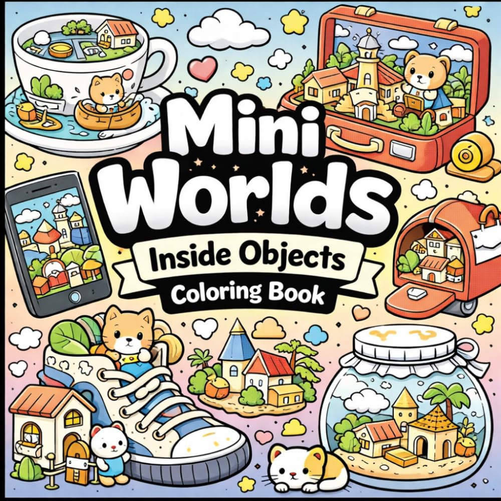 Mini Worlds Inside Objects: Coloring Book