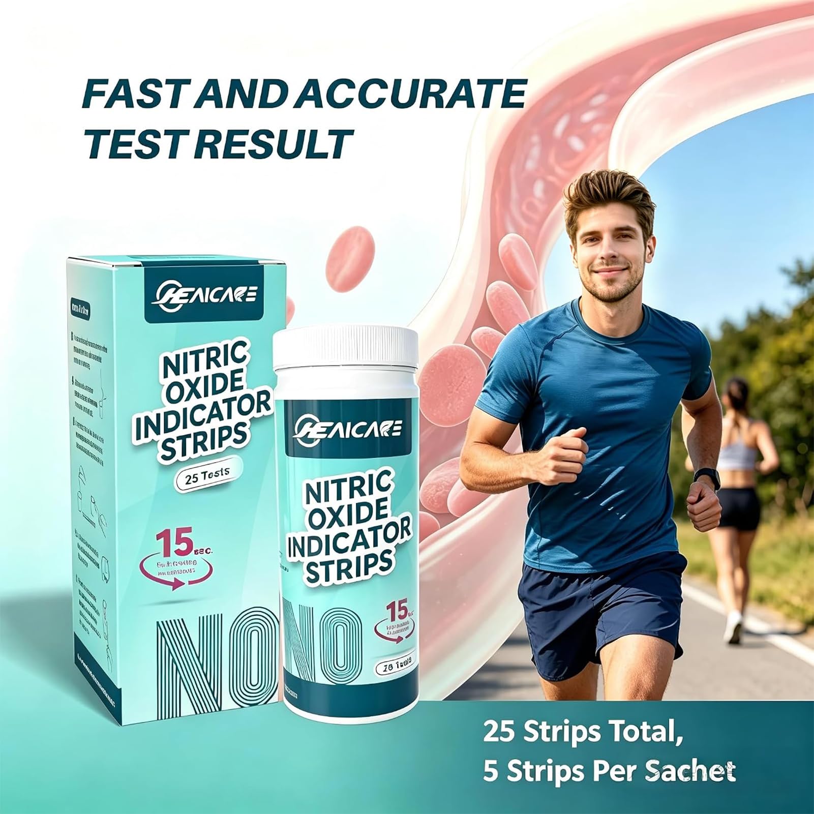 25 Strips Rapid Results Saliva Nitric Oxide Test Strips Cardiovascular Health Support Healthy Monitoring for Athletes Overall Health and Circulation Track NO Levels — Amazon image 6