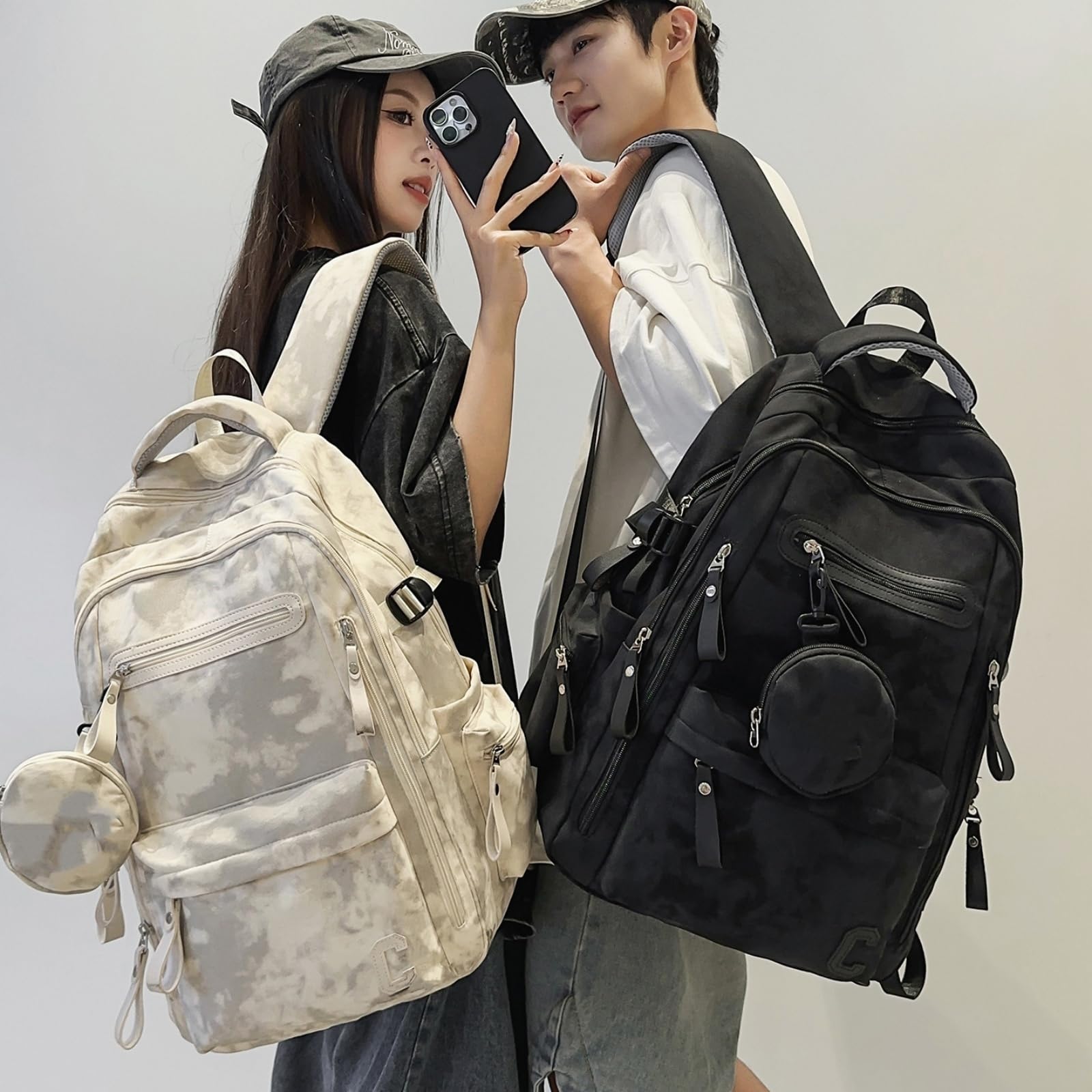 Zaino Nuovo da Donna Borsa Viaggio Femminile Zaini Scuola per Ragazze Adolescenti Libro Mochila Libro-White