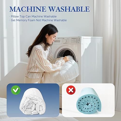 Miniatura 7 de Choc chick Cubrecolchón de espuma viscoelástica de 3.5 pulgadas, tamaño King, doble capa de gel refrescante de 2 pulgadas, espuma viscoelástica más