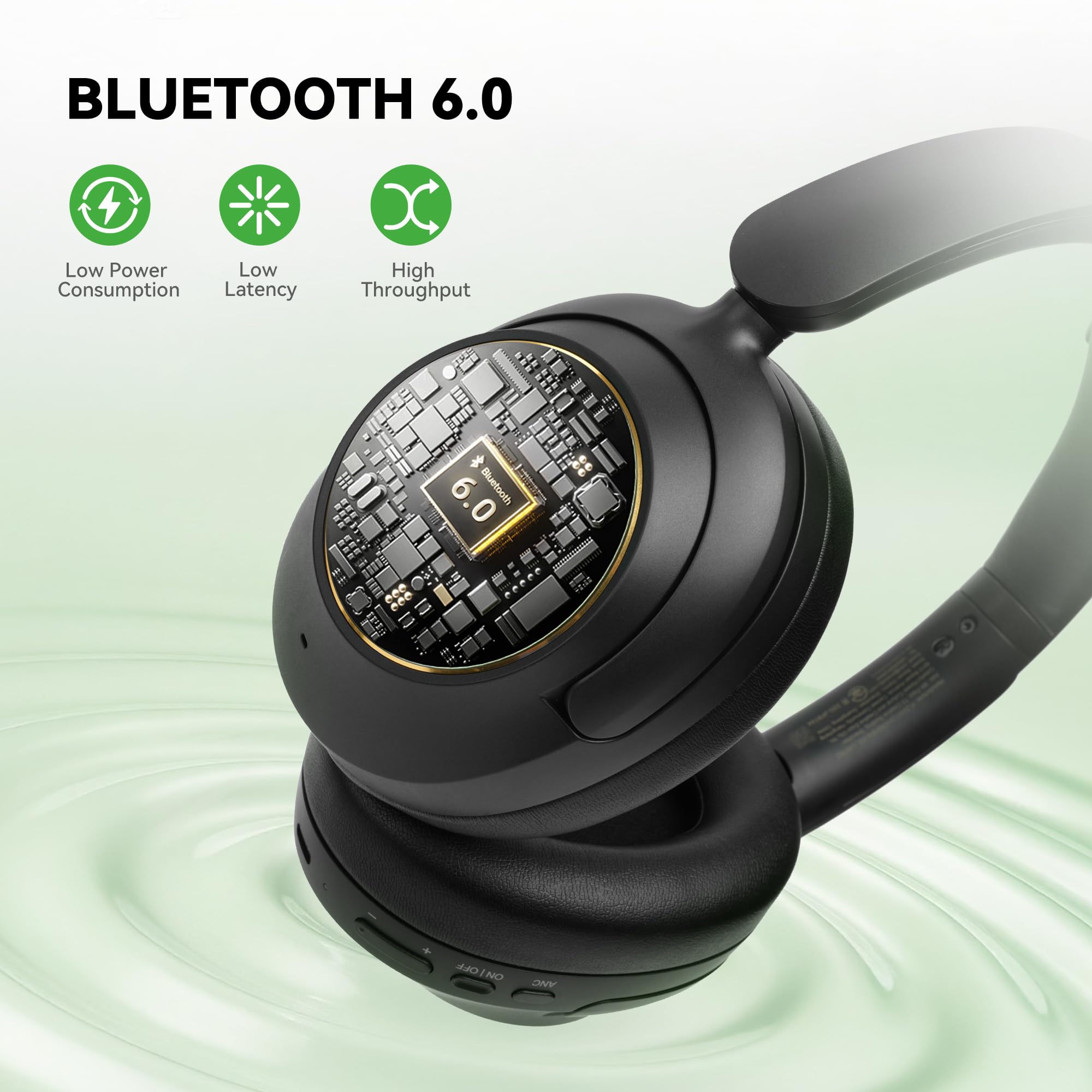 OneOdio Casque A6 à Réduction Active de Bruit Hybride, 75H Autonomie, sans Fil Bluetooth Circum-Auriculaires avec Son Hi-Res LDAC, Bluetooth 6.0, Contrôle par Application, pour Voyage, PC, Bureau