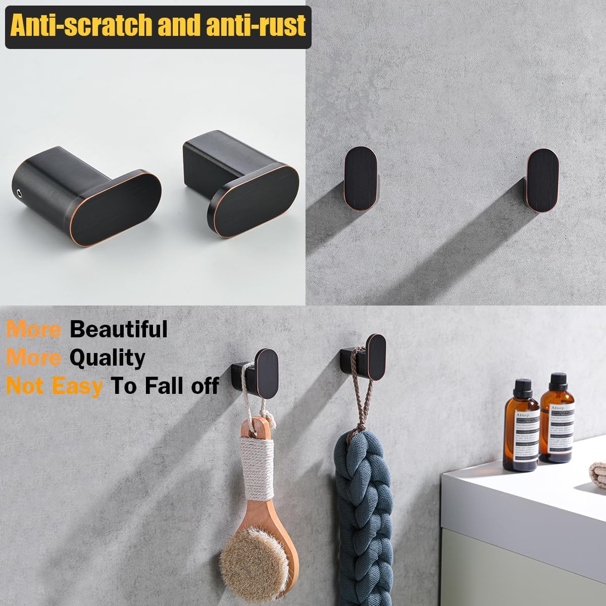 RANDOM Towel Hooks for Bathrooms Oil Rubbed Bronze Coat Hook Wall Mount Shower Hooks,Heavy Duty Robe Hook Stainless Steel Towel Holder,2 Packs.96026-8-ORB